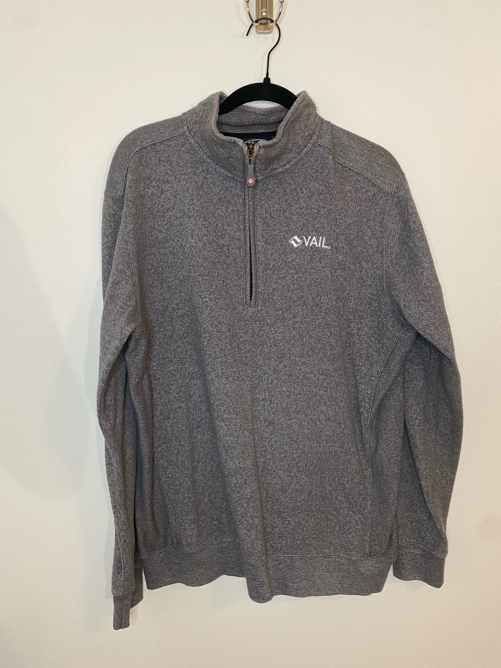 Men's Vail Ski Resort Gray Quarter-Zip Pullover Sweater Size Large